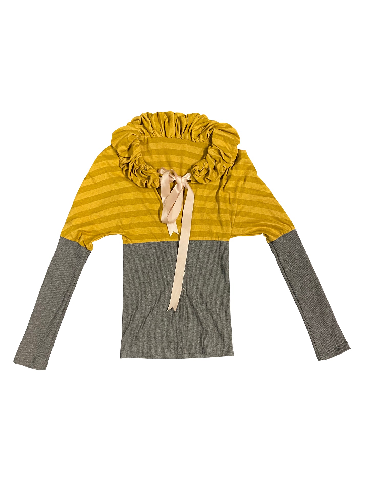 Striped Cardigan with ribbon